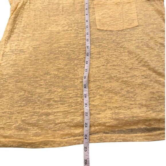 Gestuz Semi-Sheer Cotton Slub T-Shirt Yellow Relaxed Casual Textured Burnout, XL - Picture 6 of 9